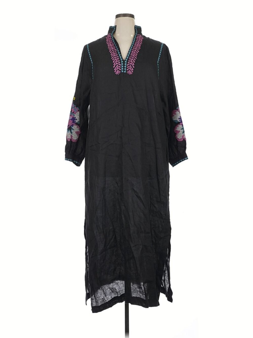 Embroidered linen maxi dress